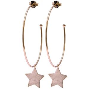 Sheila Fajl Phoenix Star Hoops (Regular 2.5”) Brushed Rose Gold NWT